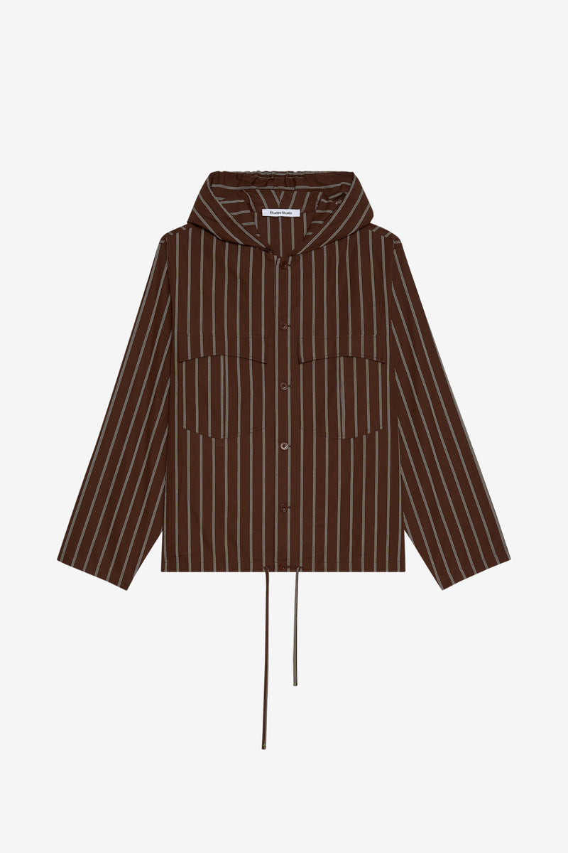 ETUDES STUDIO HOODED SHIRT STRIPED DARK BROWN 1 ETUDES STUDIO HOODED SHIRT STRIPED DARK BROWN 1