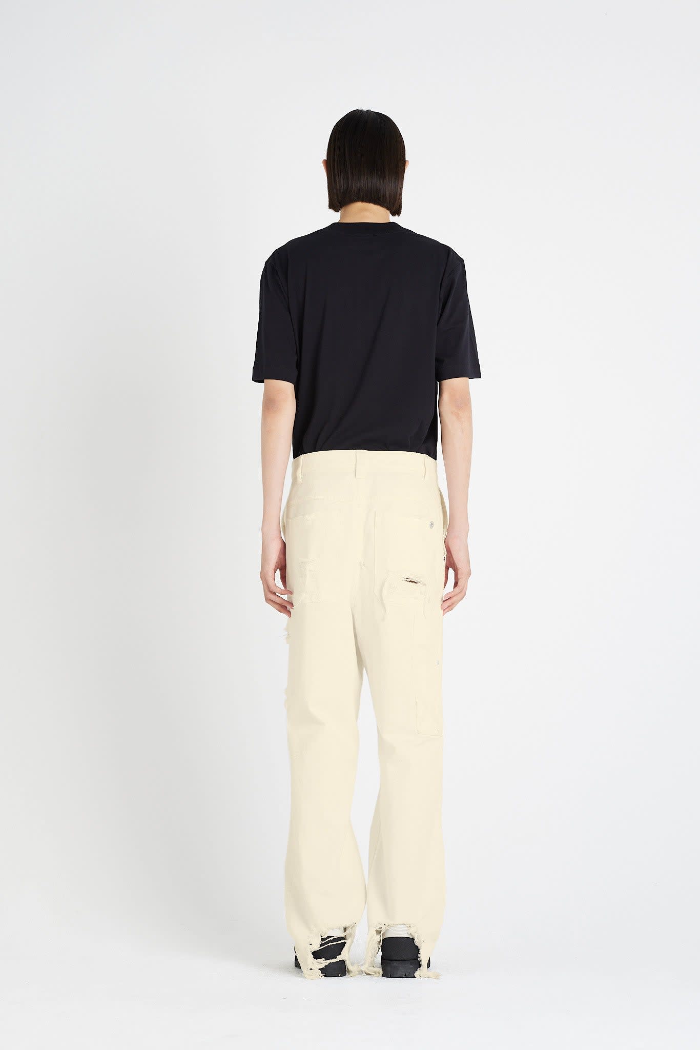 ÉTUDES QUARTER DENIM RIPPED OFF WHITE TROUSERS 2