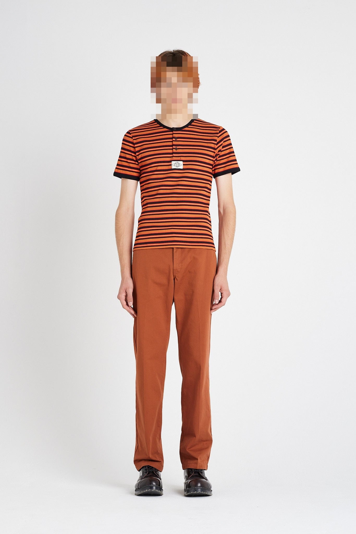 ÉTUDES STRIKE SS RIB STRIPED ORANGE T-SHIRTS 1