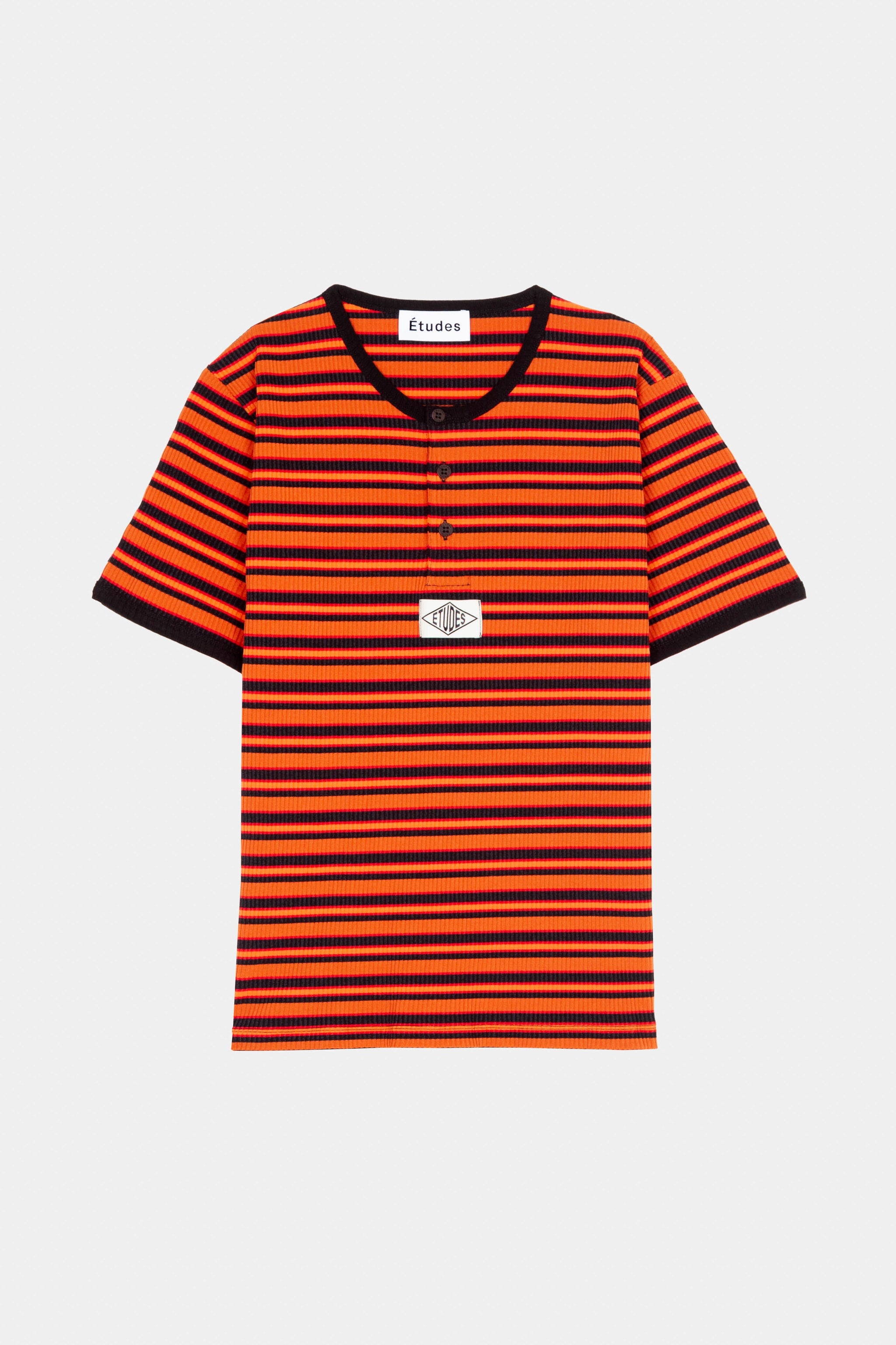 ÉTUDES STRIKE SS RIB STRIPED ORANGE T-SHIRTS 2